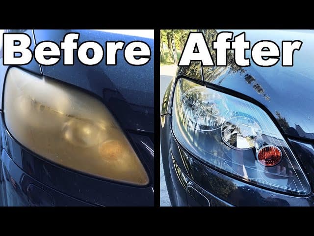 Volkswagen Golf headlight before and after professional restoration