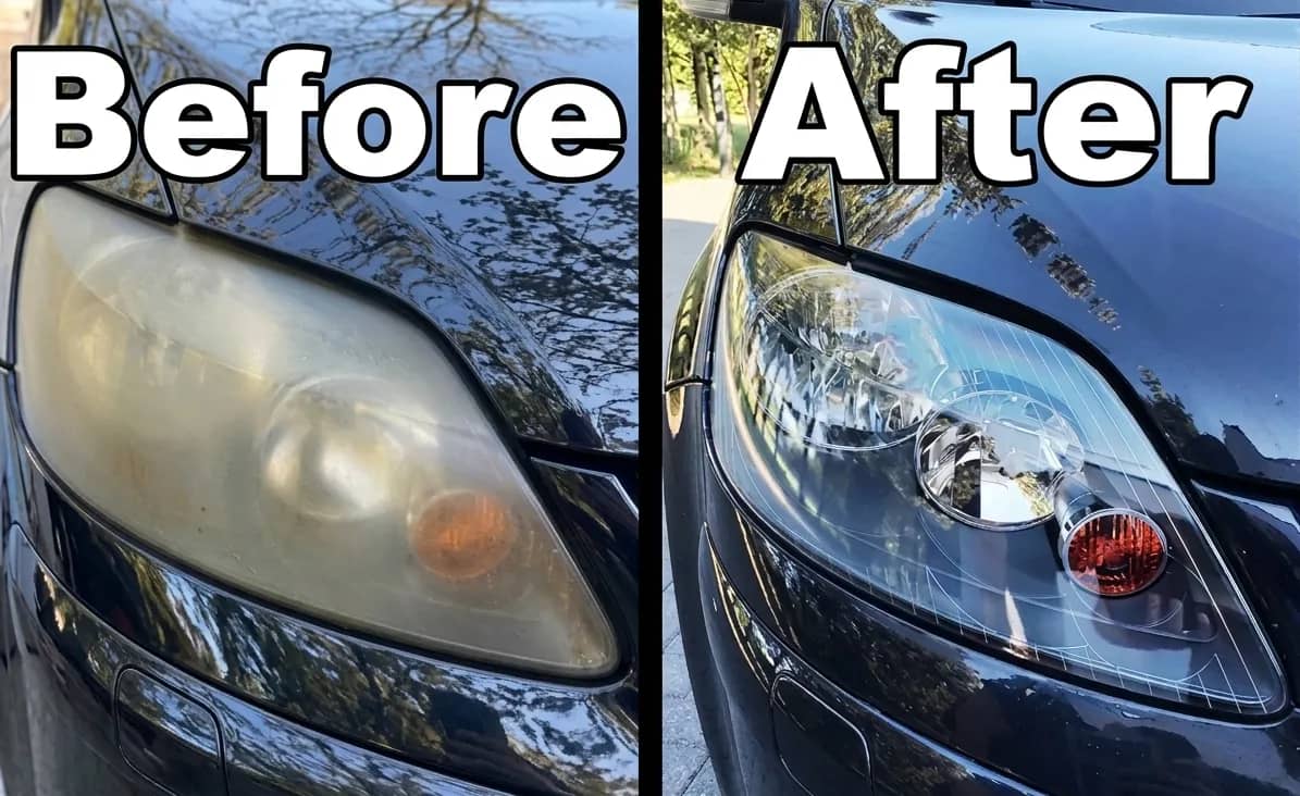 Volkswagen Golf mobile headlight restoration before and after in the GTA